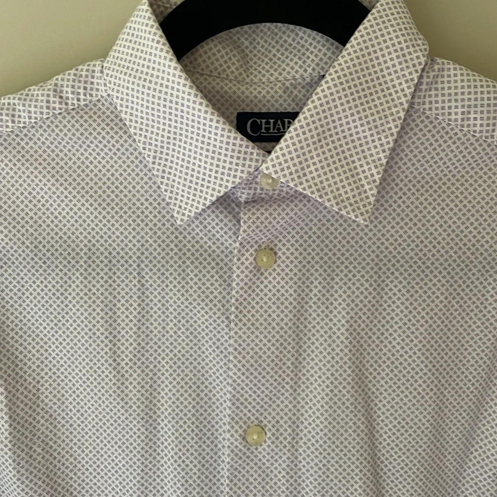 Chaps Button Down Dress Shirt White Lavender Purple Youth Boys XL 18 20